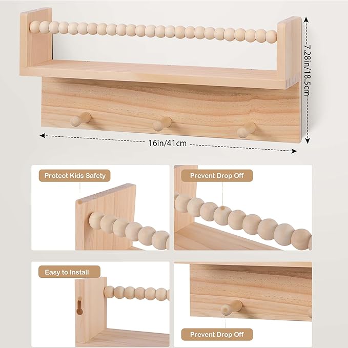 BOMID Wall Bookshelves, Nursery Shelves, Floating Book Shelves
