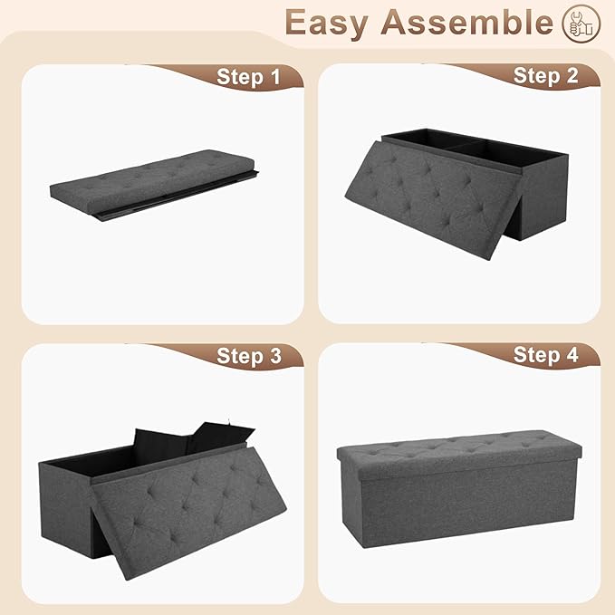 30 inch Storage Ottoman Bench, 30 inch Folding Storage Bench Ottoman,