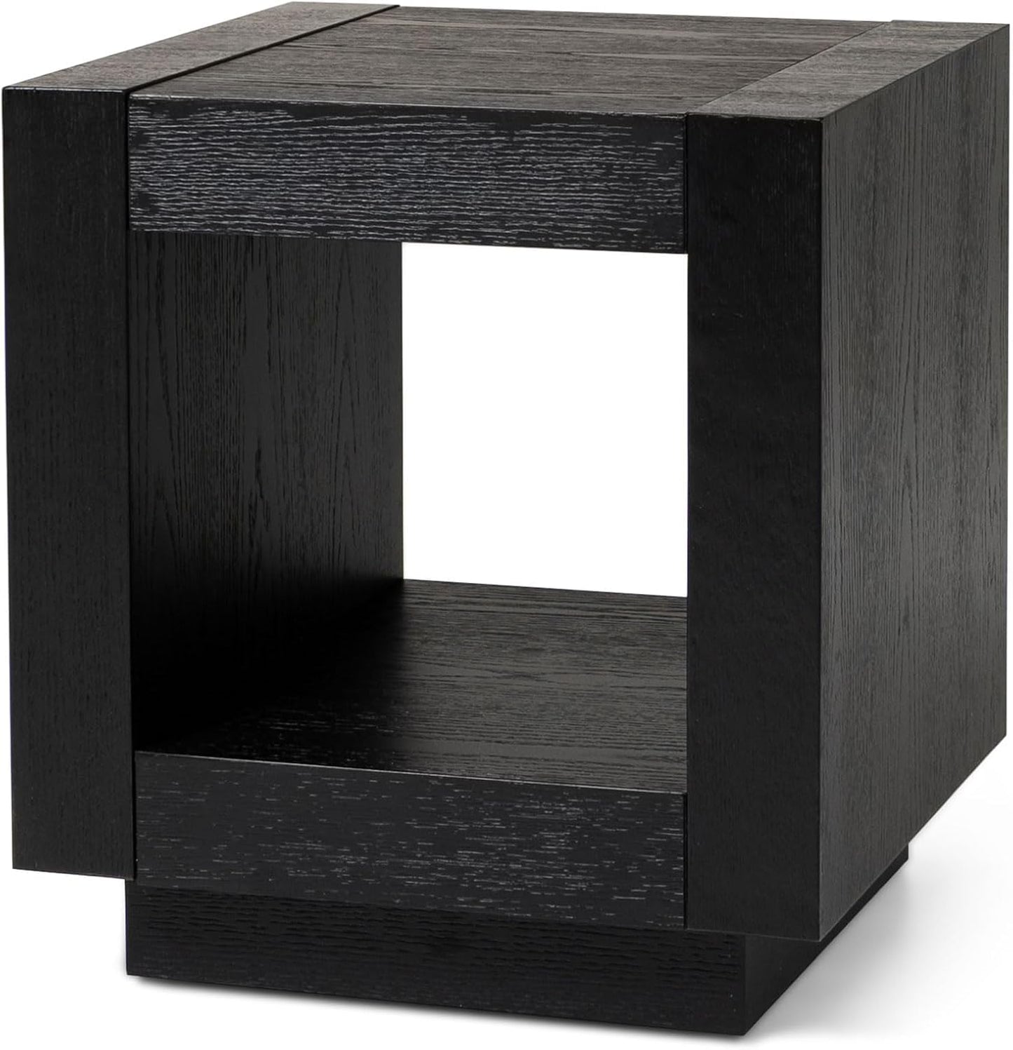 Maven Lane Artemis Side Table – 22 Inch Square Table with Storage – Black Solid Wood – Ideal for Living Room and Bedroom