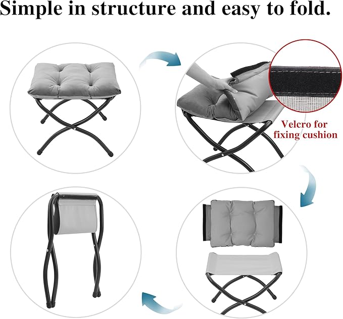 15" Folding Ottoman, Foldable Footrest Stool, Small Foot Stool