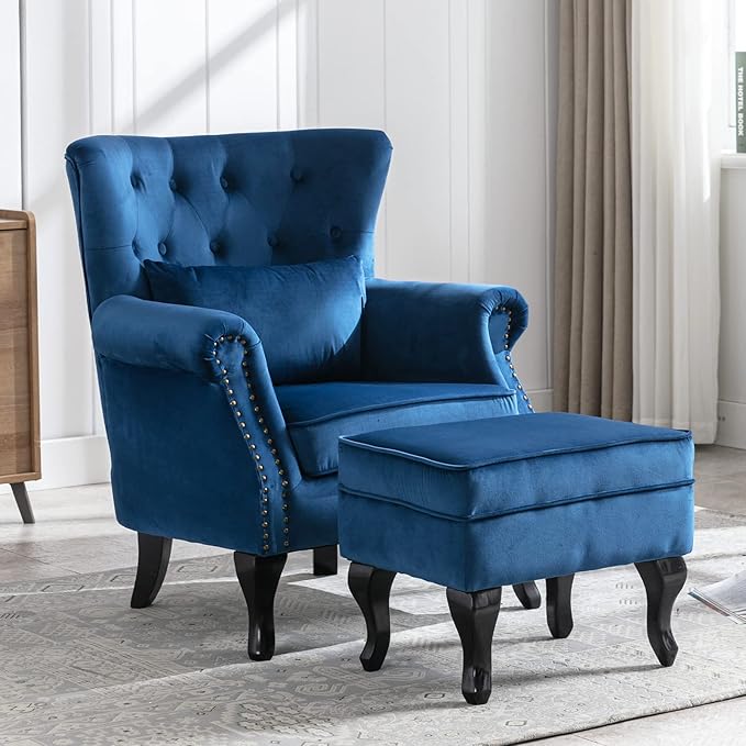 Mid Century Modern Accent Chair Upholstered Armchair Comfy Velvet Tufted