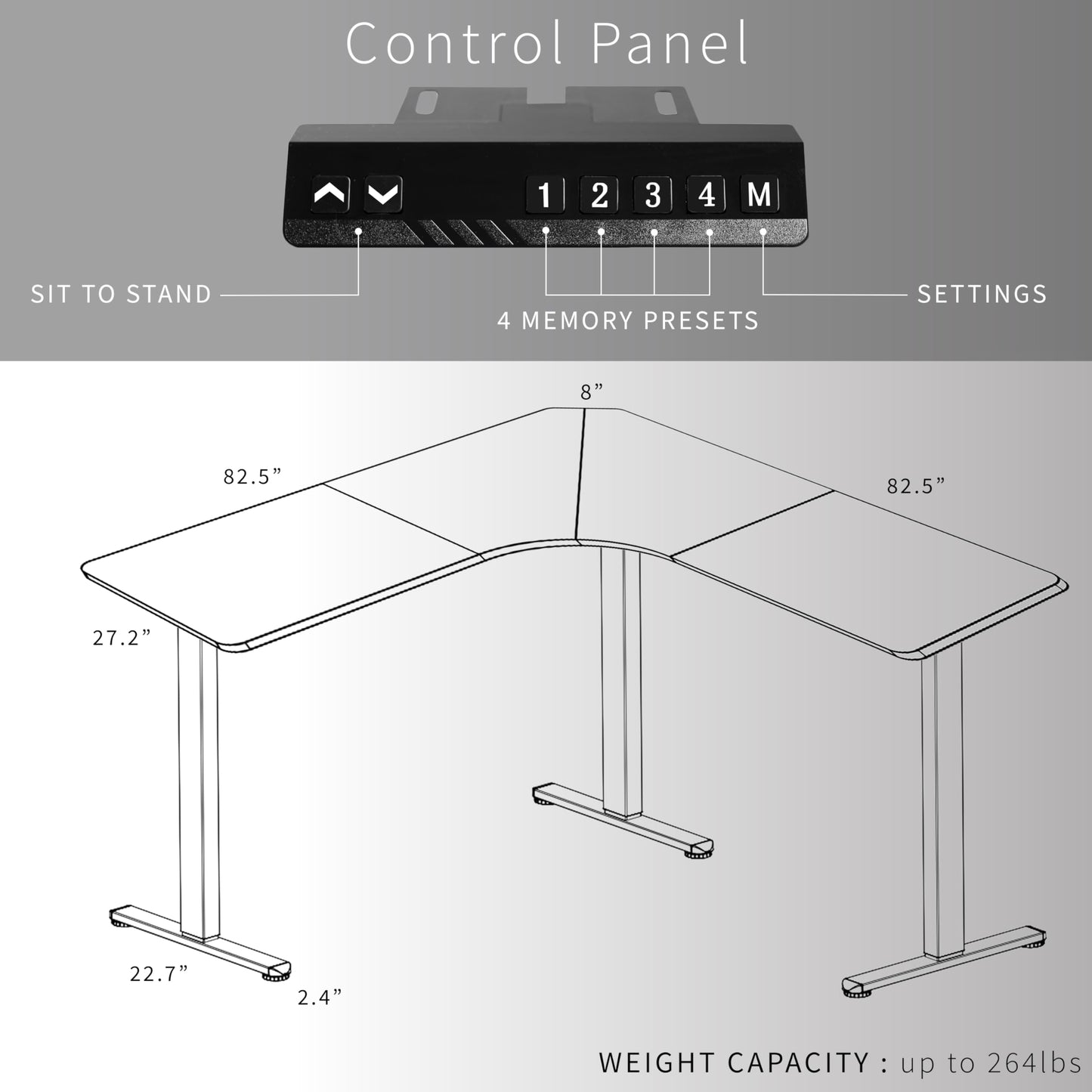 VIVO Electric Height Adjustable 83 x 83 inch Curved Corner Stand Up Desk, Black Table Top, White Frame, Memory Controller, L-Shaped Workstation, E3C Series, DESK-KIT-E3CW83B