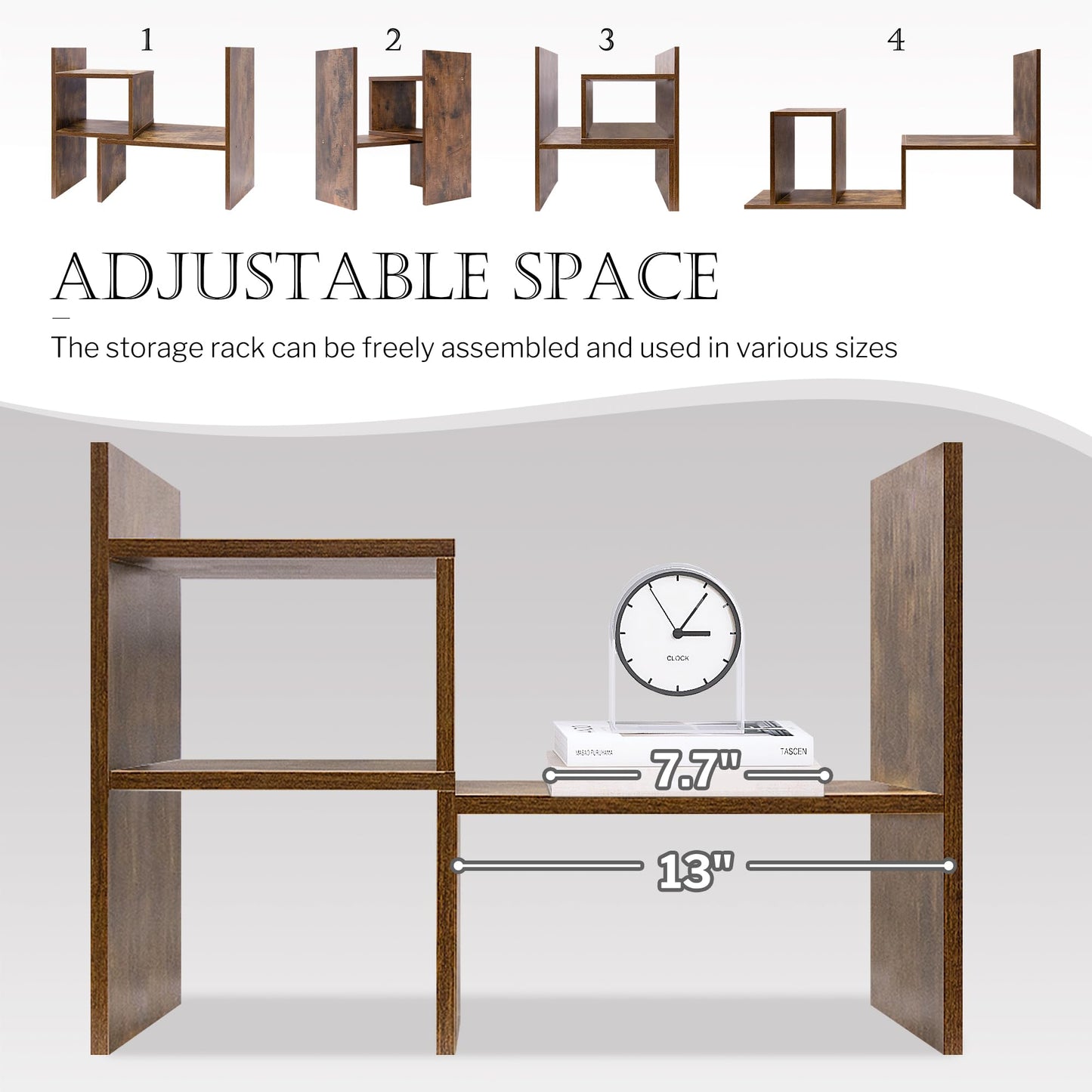 Jerry & Maggie - Desktop Organizer Office Storage Rack Adjustable Wood Display Shelf, Birthday Gifts Toy Home Decor Free Style Rotation Display True Natural Stand Shelf (Natural Wood Tone)