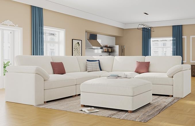 EASE MOOSE Sectional Modular Sofa, Luxury FSC Certified Chenille Comfty Deep