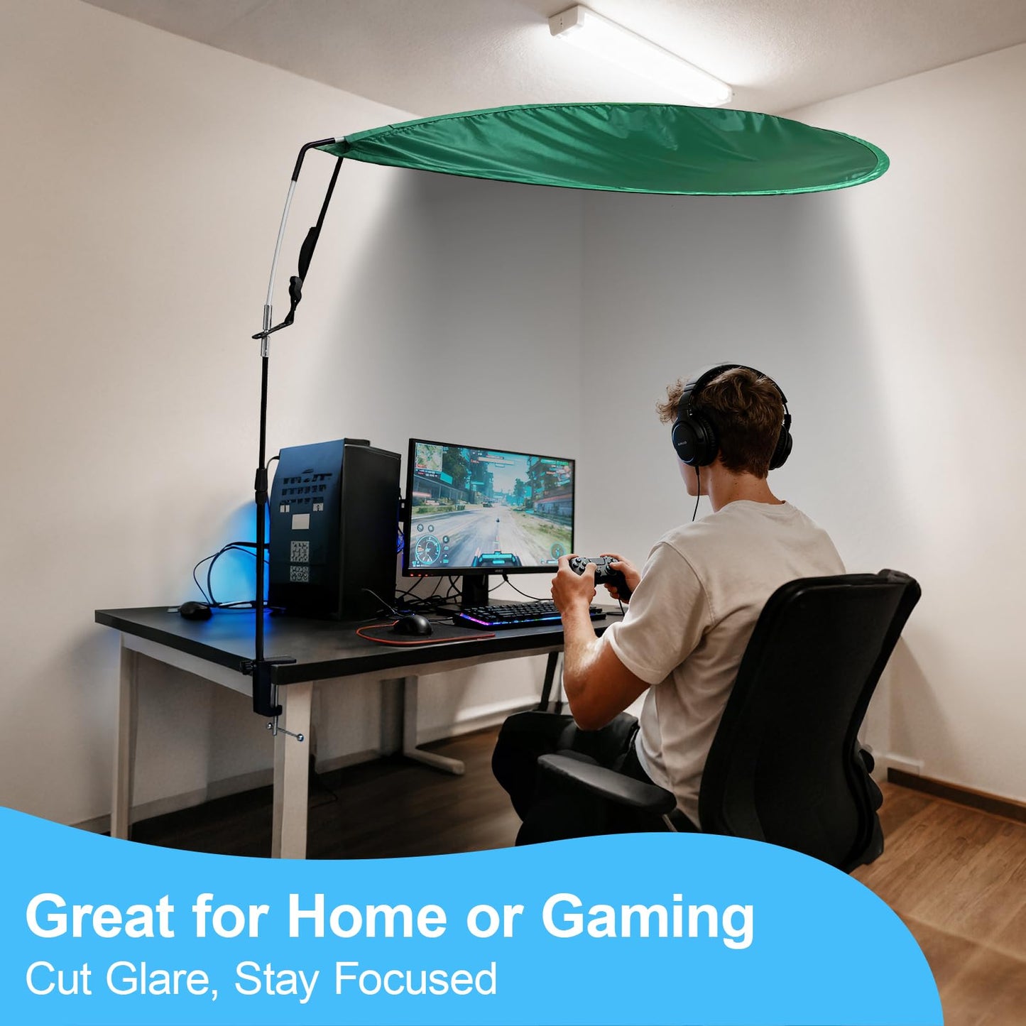 CKAGF Green Adjustable Office Cubicle & Desk Shade – Oval Design for Wider Coverage, Blocks Light and Distractions, Creates a Private and Comfortable Workspace