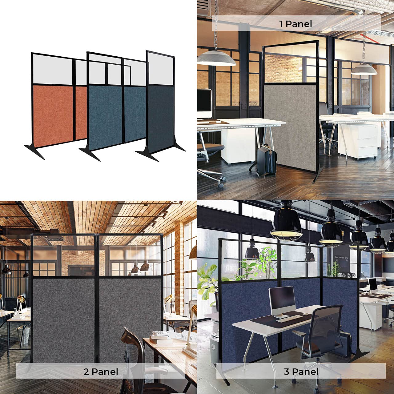 Versare Workstation Partition | Portable Wall Divider | Modern Office Cubicle | Free Standing Privacy Screen | Flexible Work Space | 66" x 70" Cloud Gray Fabric Panels