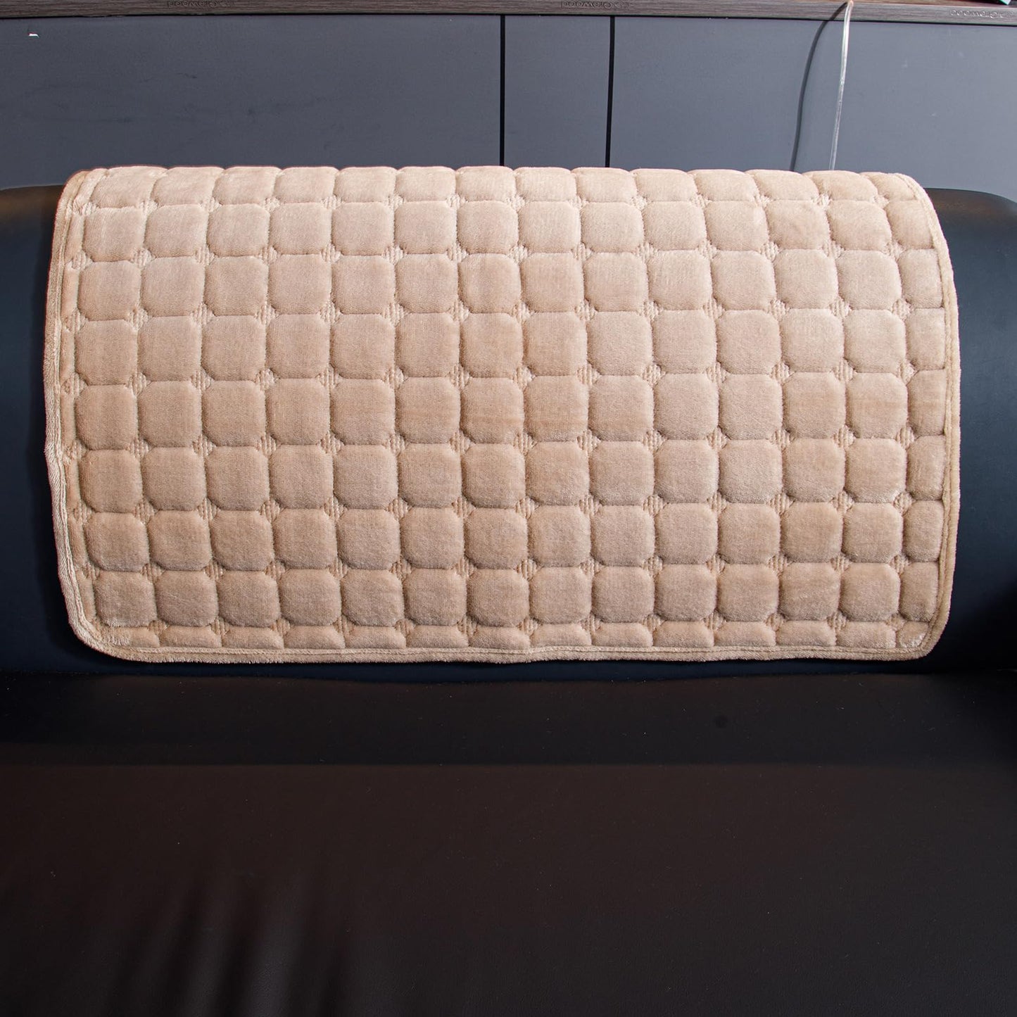 MDSASFD Velvet Couch Cover, Washable Sectional Sofa Cover, Anti Slip Sofa Slipcover for 3 Cushion Couch Sofa L Shaped Armrest Backrest, Furniture Protector Covers for Pets Kids(Khaki, Only 1 PCS)