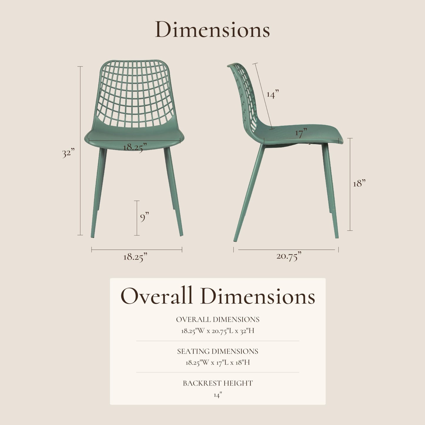 Poly & BARK Marais Modern Dining Chairs Set of 4 – Mid Century Modern Plastic Dining Chair with Metal Legs – Kitchen & Dining Room Chairs – Dining Table Chairs Set – Indoor/Outdoor – Pistachio Green