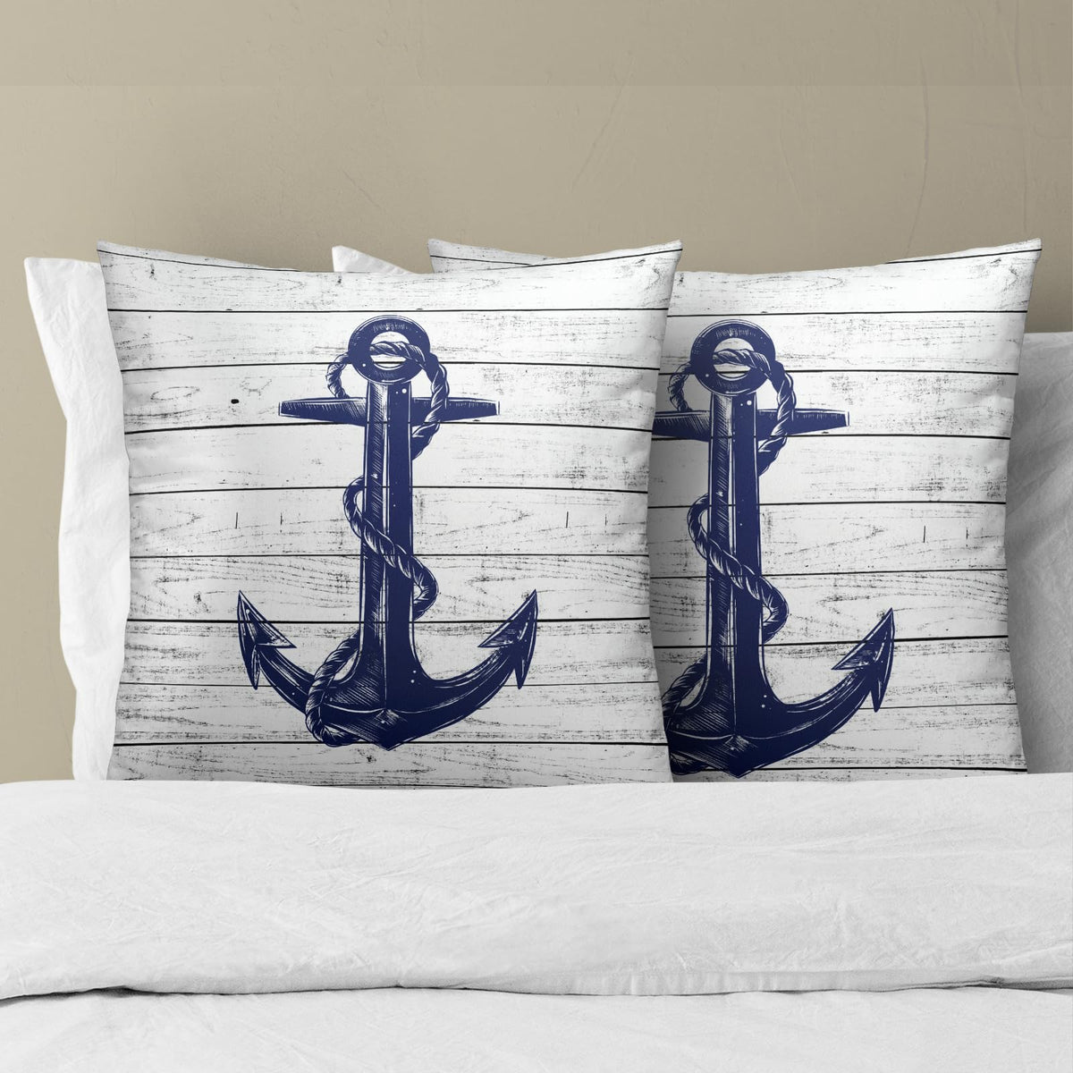 Imiss Navy Blue Anchor Throw Pillow Covers 18 X 18 Inch Nautical Pillow Cover Set of 2 Soft Cotton Home Decorative Double Sided Cushion Covers for Outdoor Sofa Bedroom Car