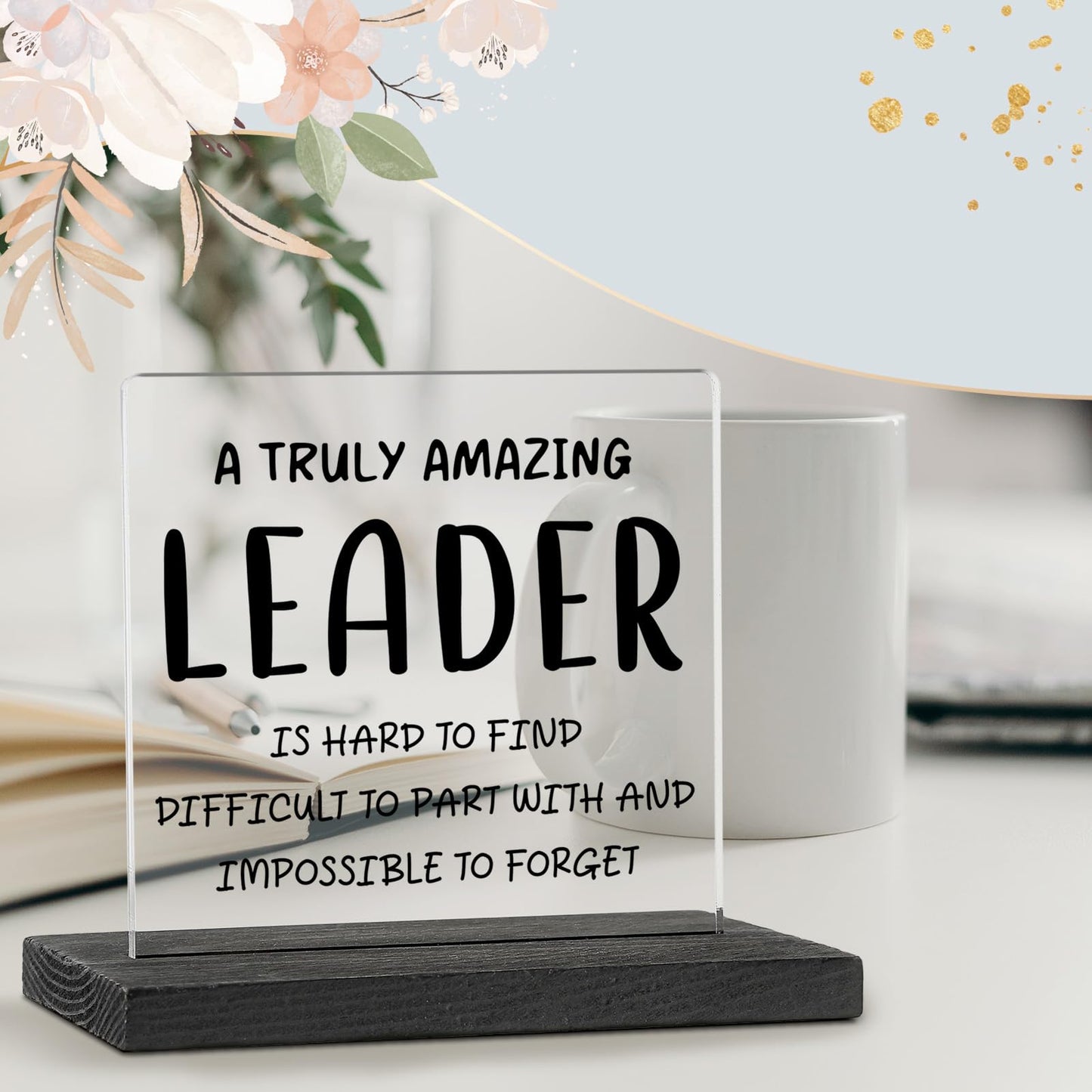 GBA62 Leader Appreciation Gifts for Women - Inspirational Manager Boss Mentor Director Signs for Home Office Cubicle Desk Shelf Table Decor
