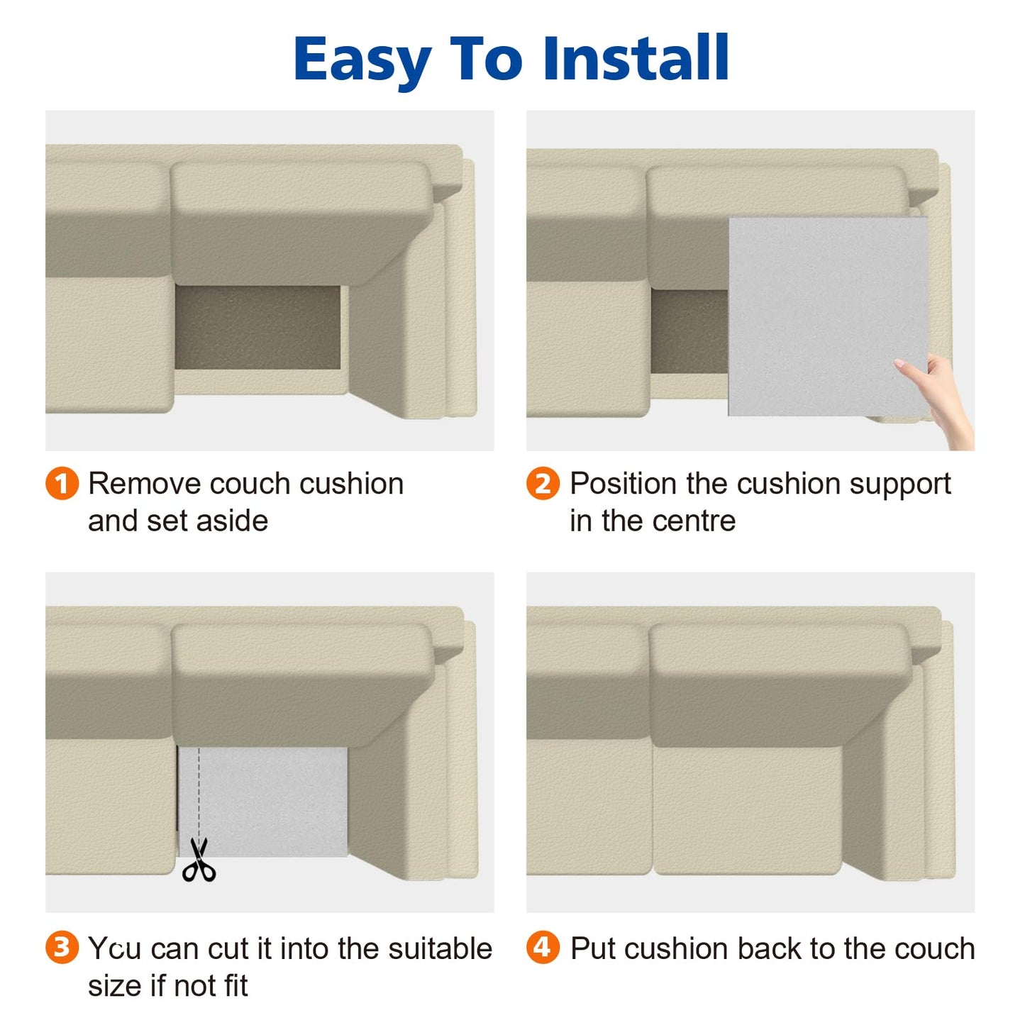 RA RUNNING ALIEN Couch Cushion Support for Sagging Seat 20"X 20"Insert Pads Supports Cushion Under Sag Repair, Curved High Density Foam Cushion Replacement for Sectional Loveseat Chair,Gray Set of 1