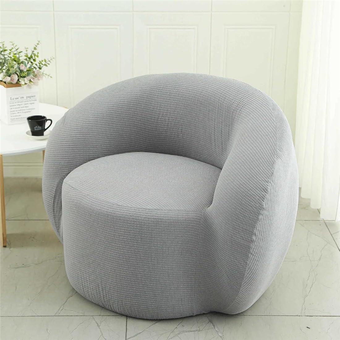 STARINGIRL Stretch Swivel Barrel Chair Sofa Cover Slipcovers Mid Century Modern Accent Chair Modern Curved Cover for Home Hotel Office Cafe Furniture Protector