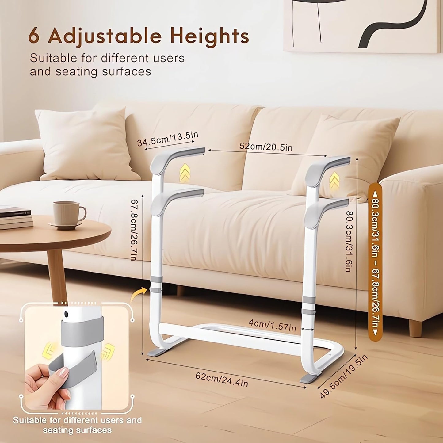 Adjustable Sofa armrest, Supporting and Assisting Independent Living, Suitable for the Elderly and Disabled, Safe and Slip Resistant-Heavy Duty 6-Speed Sofa armrest