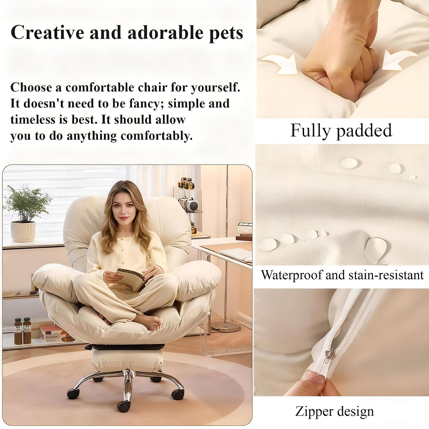 Lazy Sofa Gaming Chair,with Retractable Footrest 360 Swivel Study Chair Lift Computer Gaming Chair Ergonomic Office Chairs Reading Chair for Living Room Bedroom Office