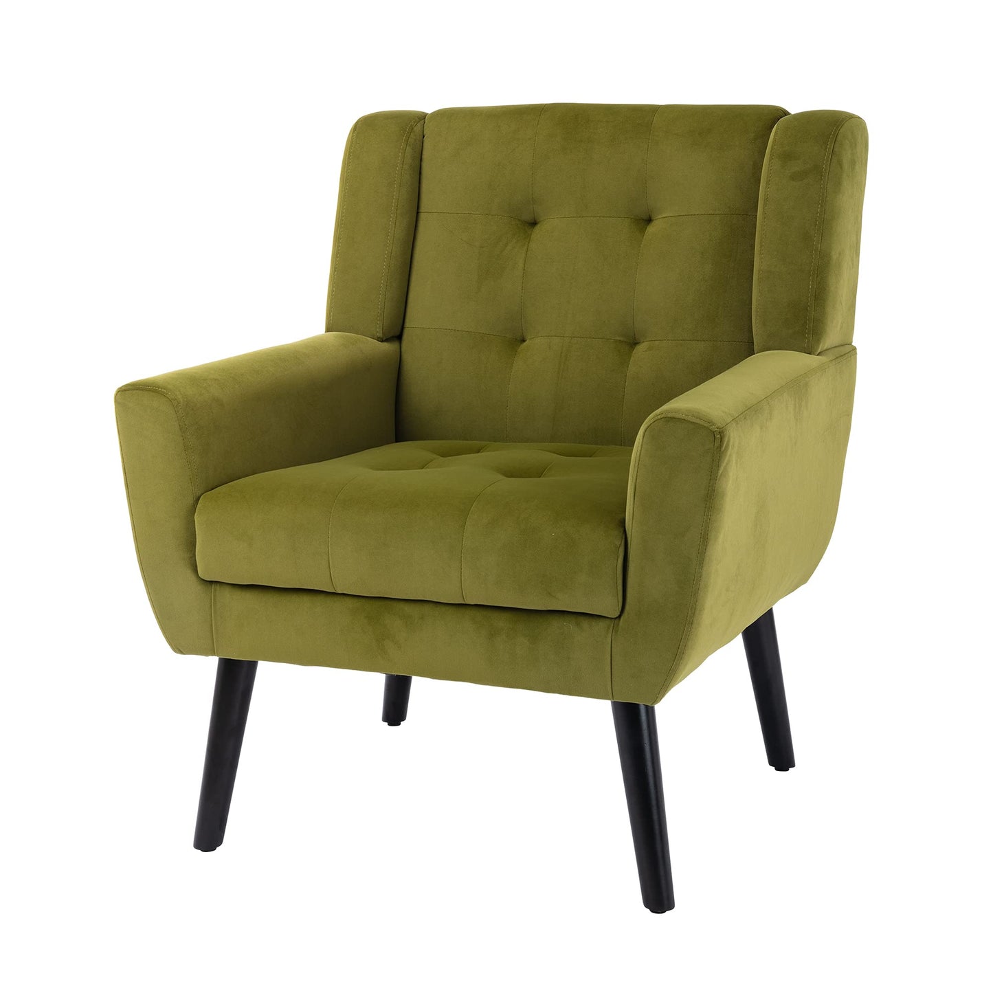 SPOFLYINN Armchair, Living Room Curved Back, Velvet Cushion, 250 Lbs Weight Capacity Ergonomics Accent Chair, Single Sofa for Bedroom 1 Upholstered 1 48.29 Green 48.29 L-Shape