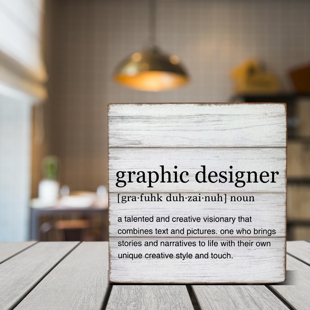 Graphic Designer Gifts Graphic Designer Definition Quotes Wooden Box Sign Desk Decorative Wooden Sign Home Office Decor for Desk Table Shelf 5 x 5 Inches