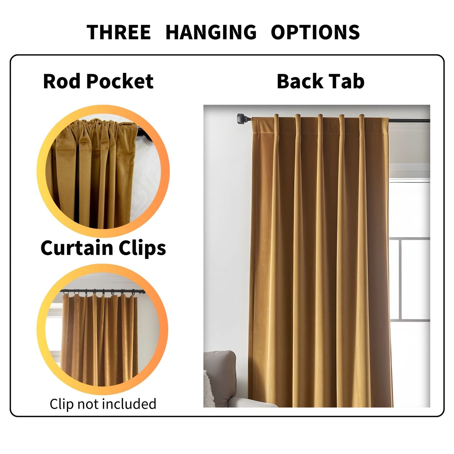 Aljctns Gold Brown Velvet Curtains for Living Room Luxury Room Darkening for Bedroom Living Room,Thermal Insulated Super Soft Window Drapes Rod Pocket & Back Tab, 52" W x 63" L, 2 Panels Set