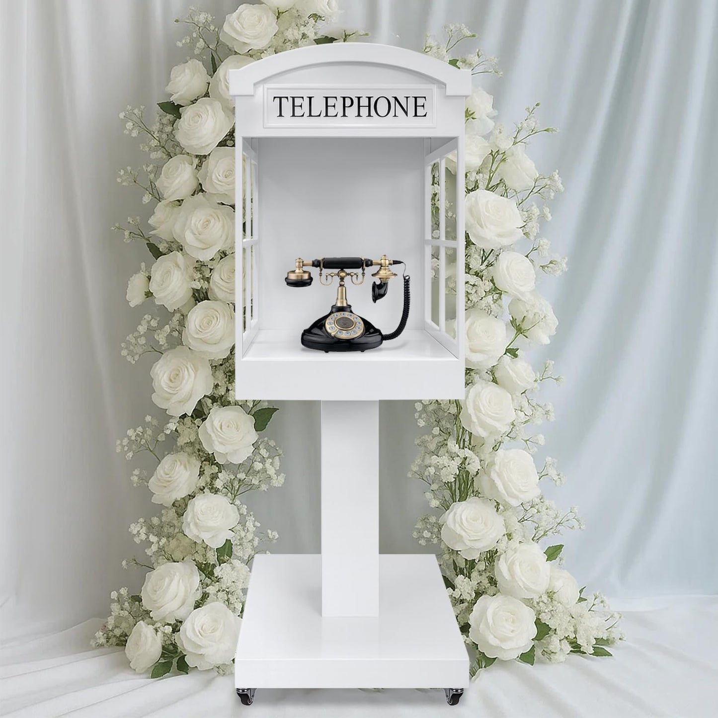 ZLPOWER Audio Guest Book Stand Phone Booth for Wedding Party Leave a Message Video Phone Wedding Decoration Telephone Booth Box Audio Guestbook Stand White Recording Table