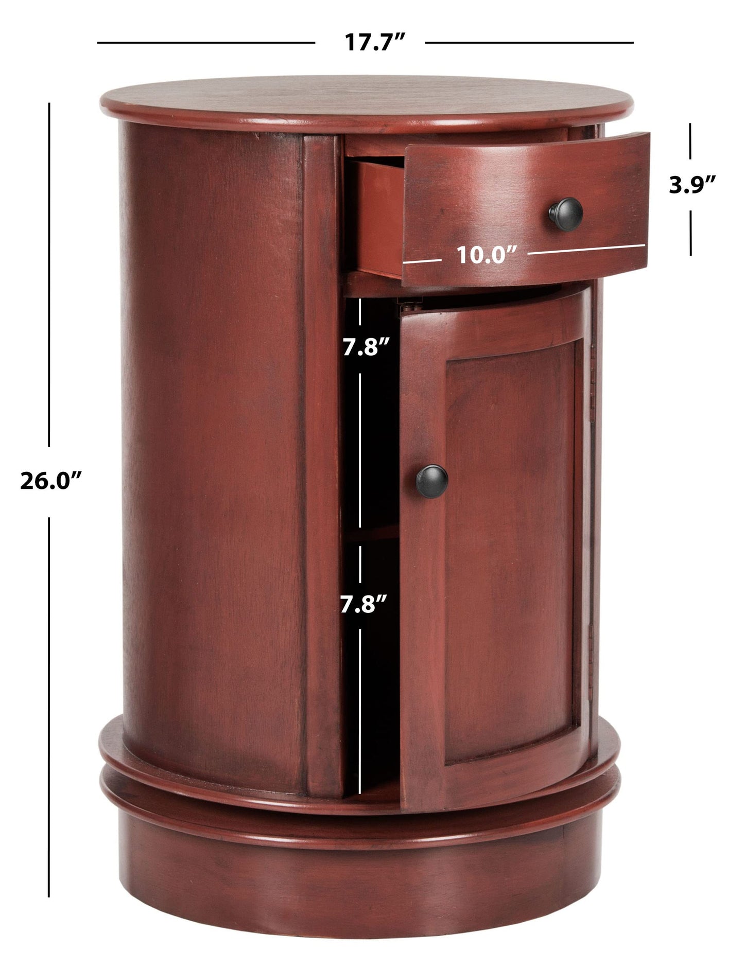 SAFAVIEH Furniture - Tabitha 1-Drawer Accent Table - Red - Solid Wood - Farmhouse Storage Design - Ideal for Living Room, Entryway, Home Office, 17.7"W x 17.7"D x 26"H - Fully Assembled (AMH5712E)