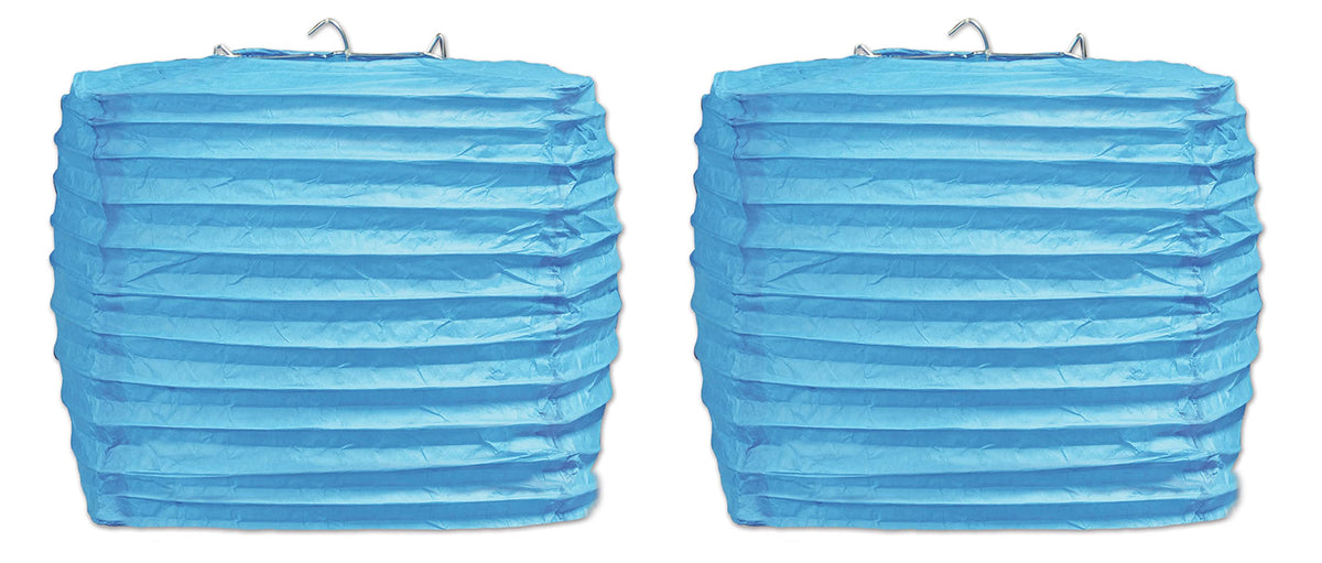 Beistle 2 Piece 8" Square Paper Lanterns, Turquoise