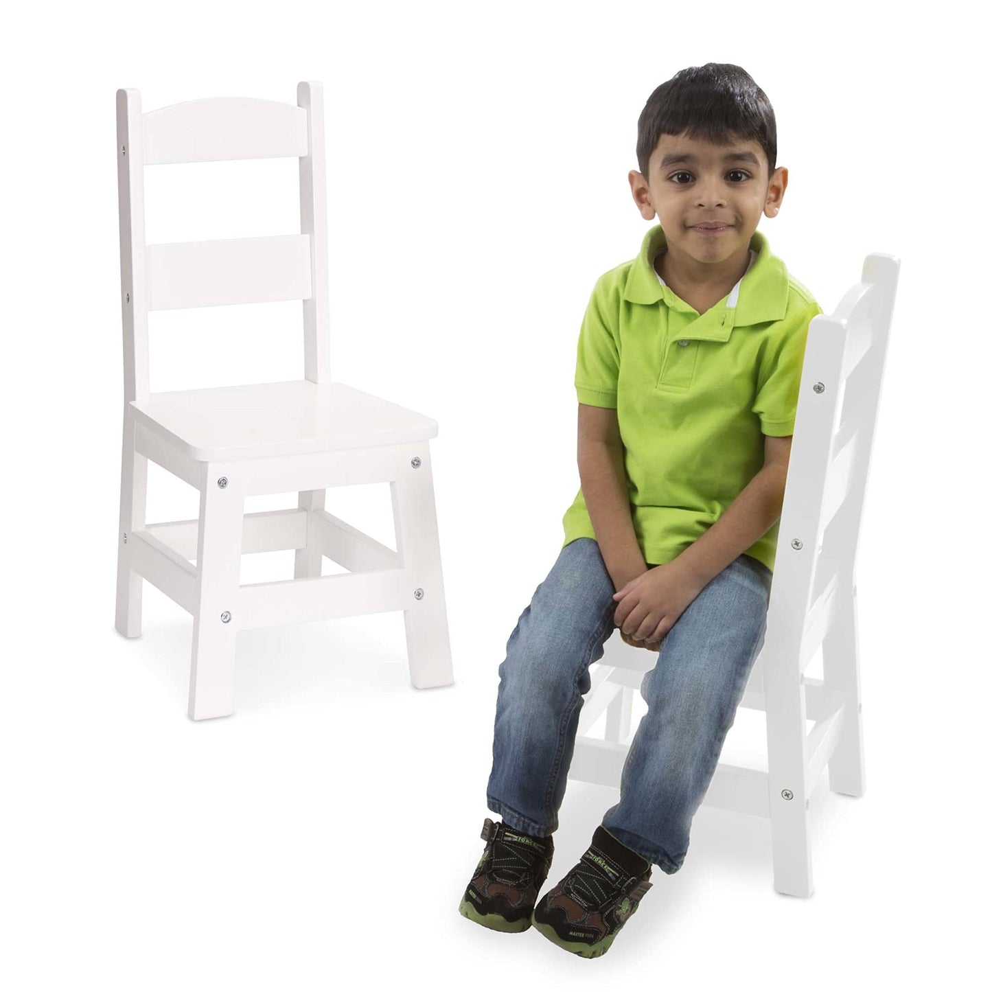 Melissa & Doug Wooden Chairs, Set of 2 - White Furniture for Playroom