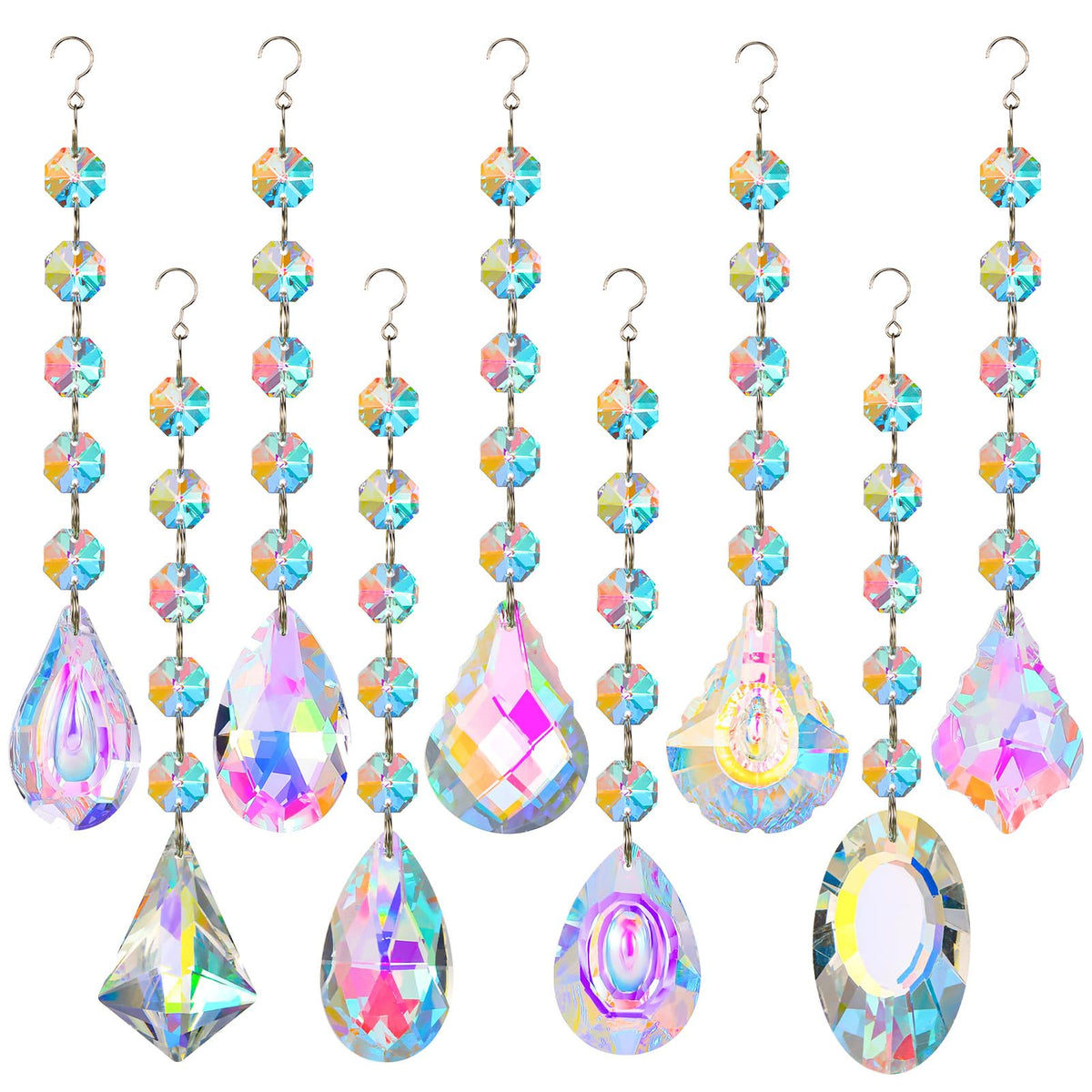 XINRUI Crystal Sun Catcher, 9 Pack Hanging Ornament Crystals Balls Prism Rainbow Maker for Home, Office, Garden Decoration, Window Decorations Decor(Crystal)