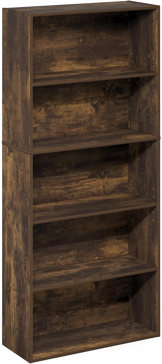 Furinno Jaya Book Shelf, 5-Tier Bookshelf, 52 Inch Tall Standing Bookcase