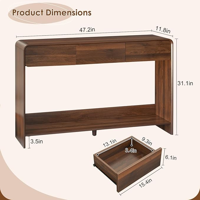Nasonet Mid Century Modern Console Table, Entryway Table