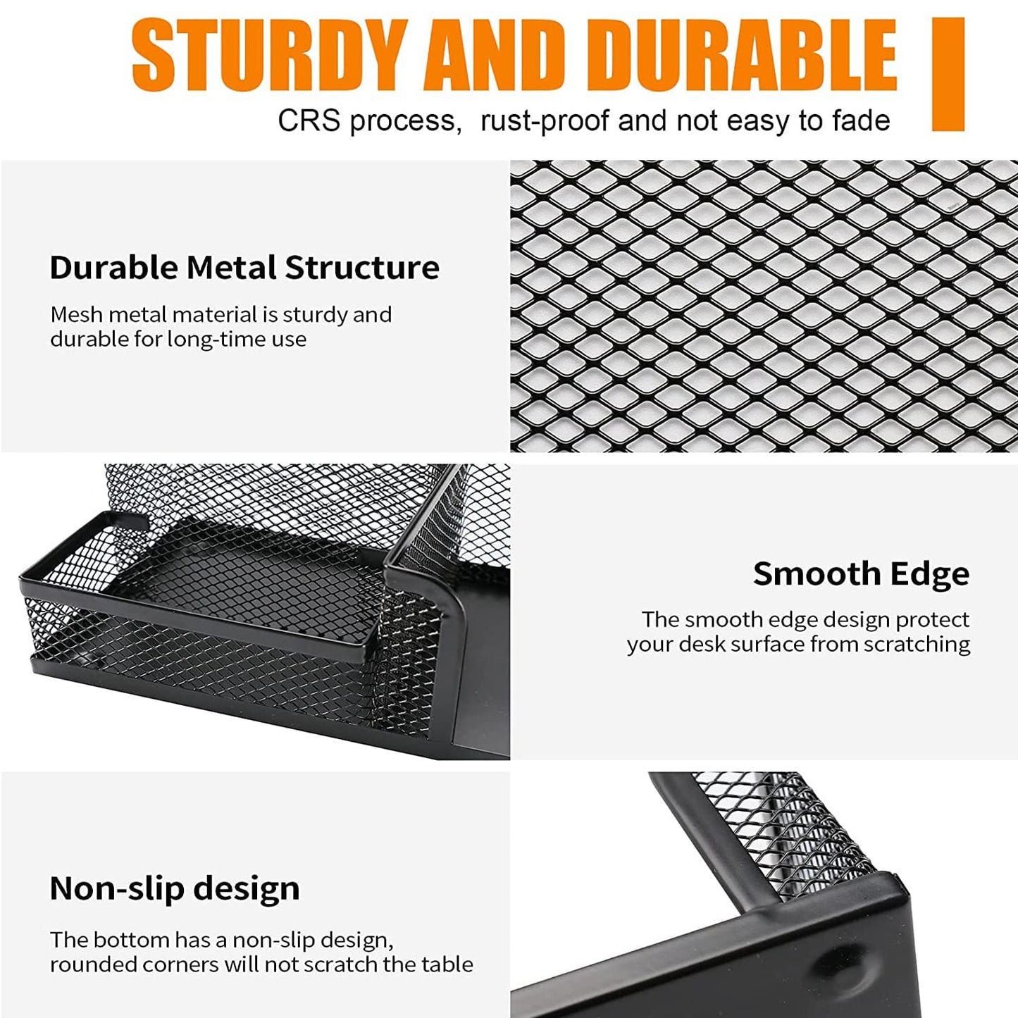 Pen Holder for Desk, Desk Organizers Set-3 Compartments Mesh Pencil Holder with Pencil Pen Cup and Paper Clip holder, Desk Accessories for Marker Craft, Ideal Office School Supplies(3 pack, Black)