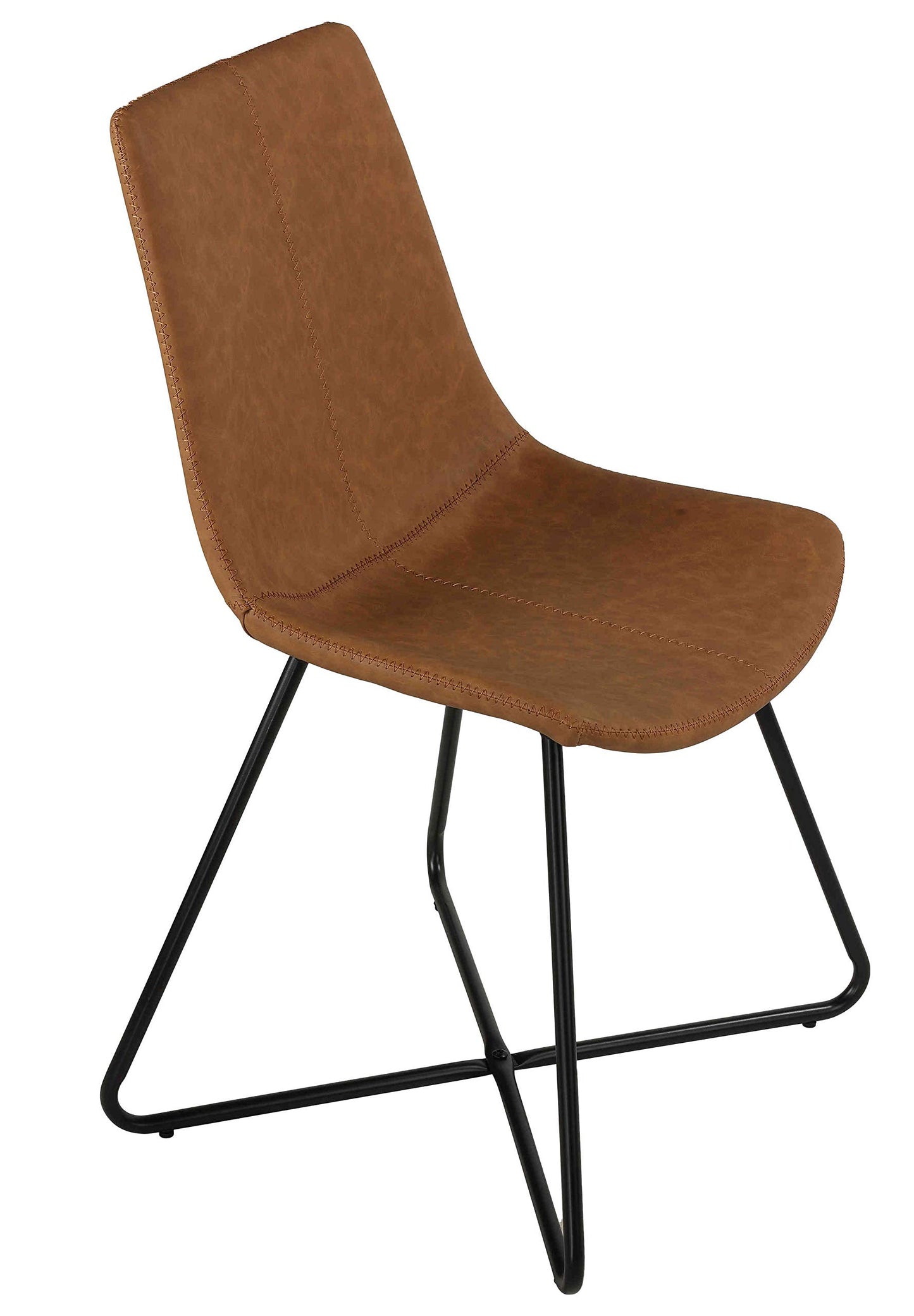 Cortesi Home Tangier Dining Chair in Saddle Brown Faux Leather (Set of 2)