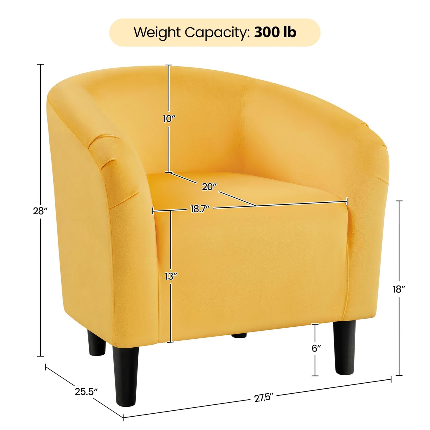 Yaheetech Accent Barrel Chair, Velvet Club Chair, Furry Sherpa Elegant Armchair with Cozy Soft Padded, Suitable for Living Room Bedroom Reception Room Office, Yellow