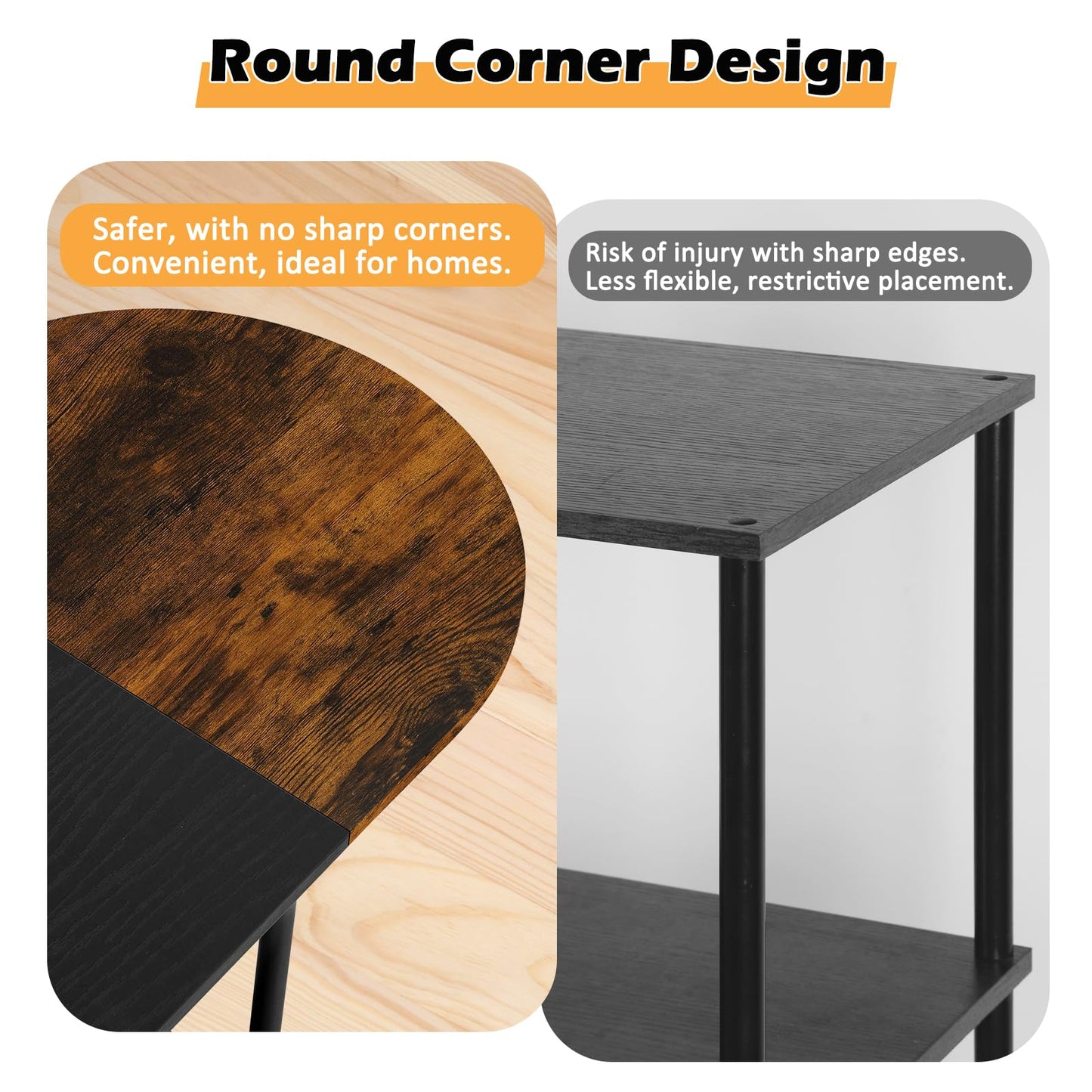 ETELI Small Round Coffee Tables for Small Space Farmhouse Oval Coffee Table with 2-Tier Storage Shelf Circle Center Tea Table for Living
