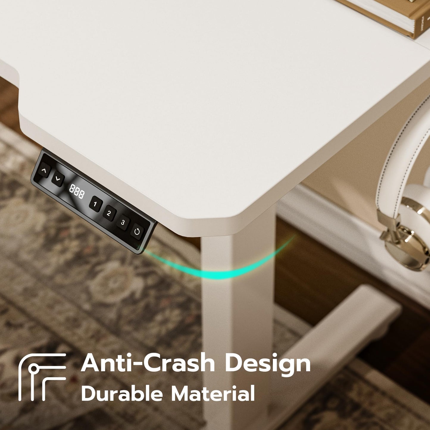 Acrolix L Shaped Electric Standing Desk - 51x31.5 Inch Reversible Corner Sit Stand Desk with Hook&Cup Holder,Electric Height Adjustable Table,for Small Home Office&Bedroom Computer Desk, White