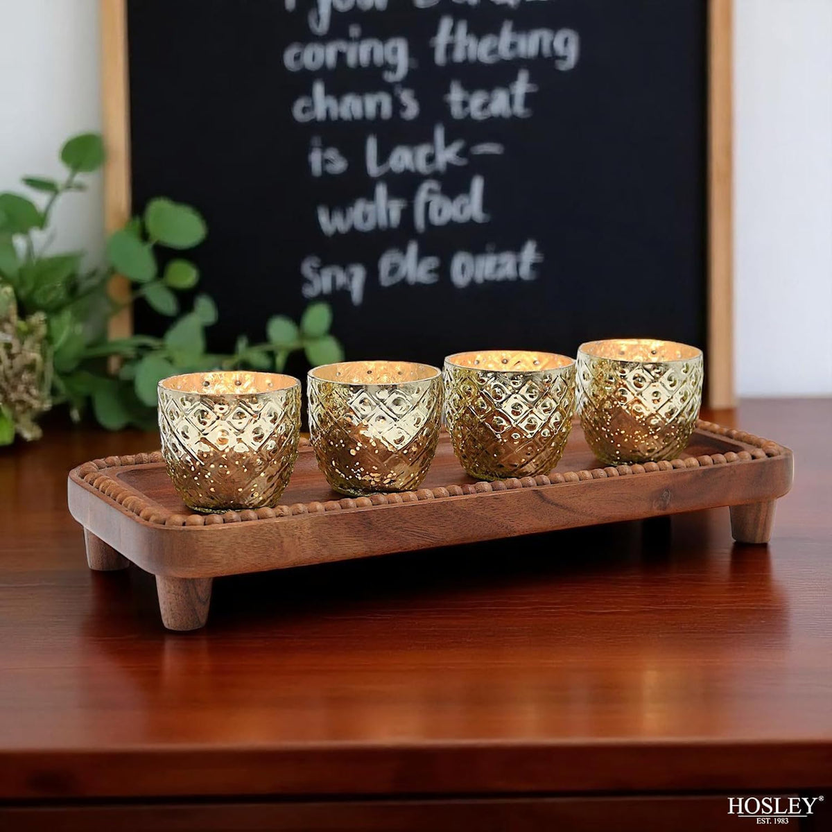 Hosley Set of 6 Antique Gold Speckled Metallic Glass LED Votive Tealight Candle Holder 2.75 Inches Ideal for Bridal Weddings Parties Special Events Spa Aromatherapy Mini Flower Pots O3