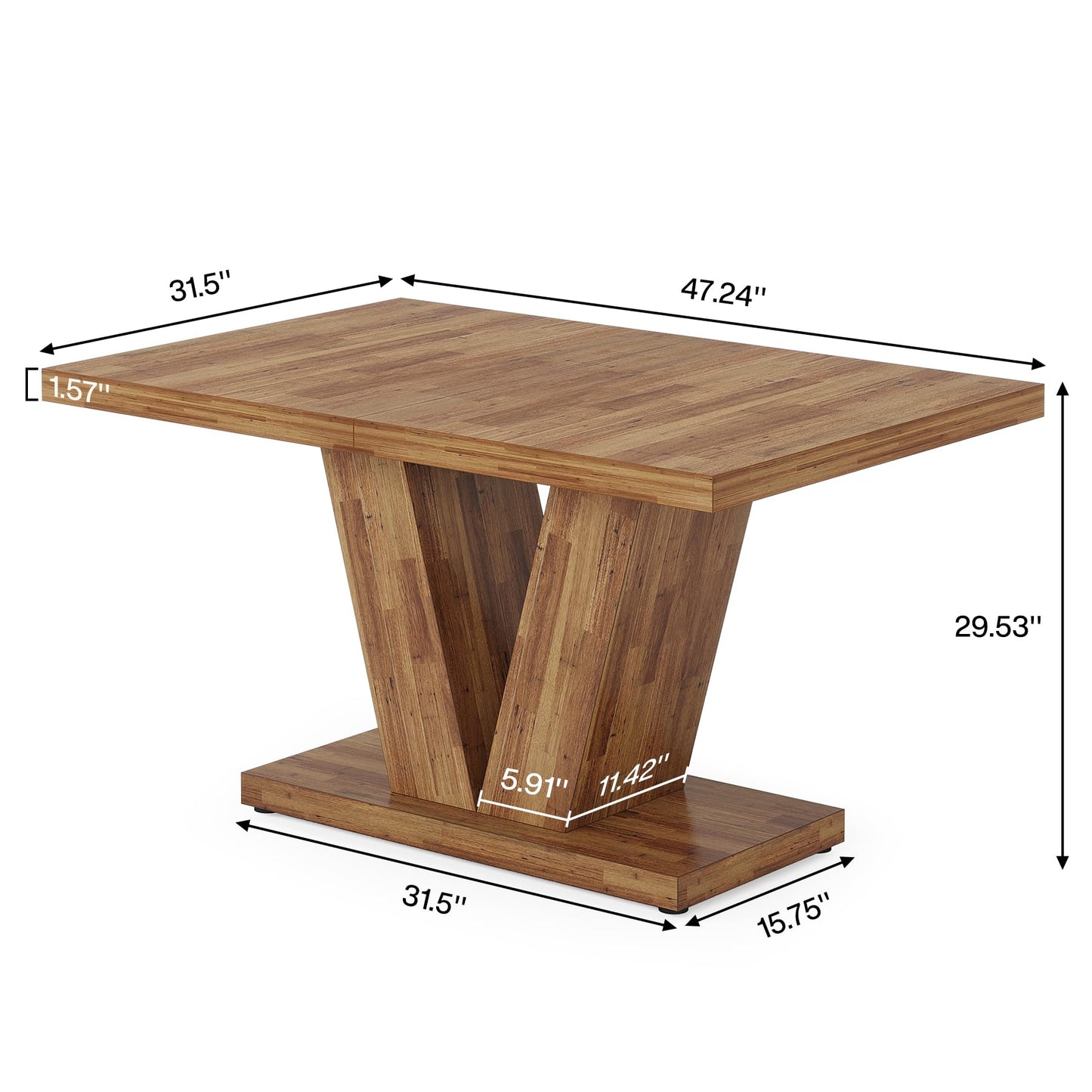 Tribesigns 47-Inch Dining Table for 4, Walnut Brown Kitchen Dinner Table with Heavy Duty Pedestal, Farmhouse Wooden Eating Table for Home, Dining Room, Small Space