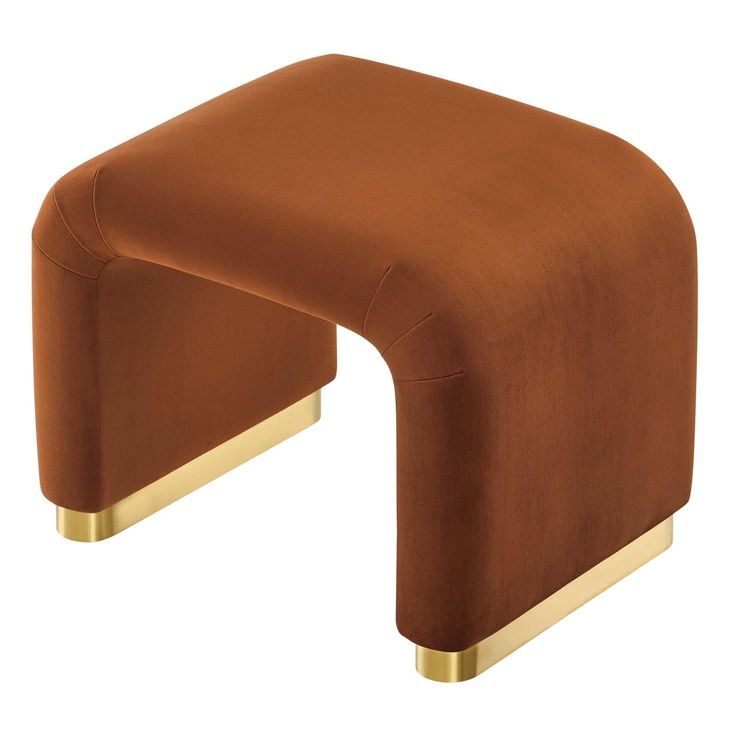 Modway Koda 24" Performance Velvet Upholstered Waterfall Stool or Side Table in Brass Rust, 24 Inches