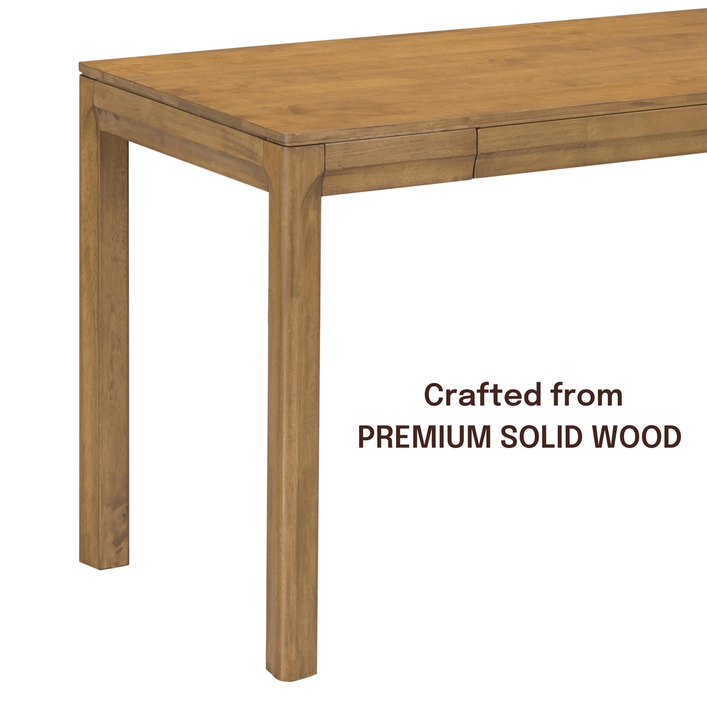 NTC Flow Modern Wooden Rectangle Desk Table with Hidden Drawer – Waterproof & Heat Resistant - Teak Look