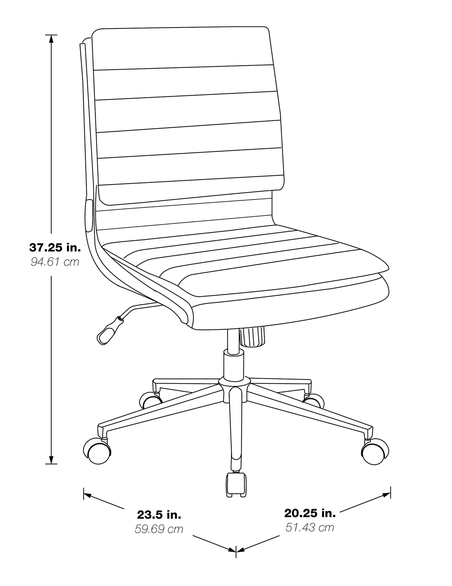 Office Star SPX Professional Ergonomic Ribbed Faux Leather Office Chair with Chrome Base, Mid Back Manager's Chair Without Arms, Charcoal