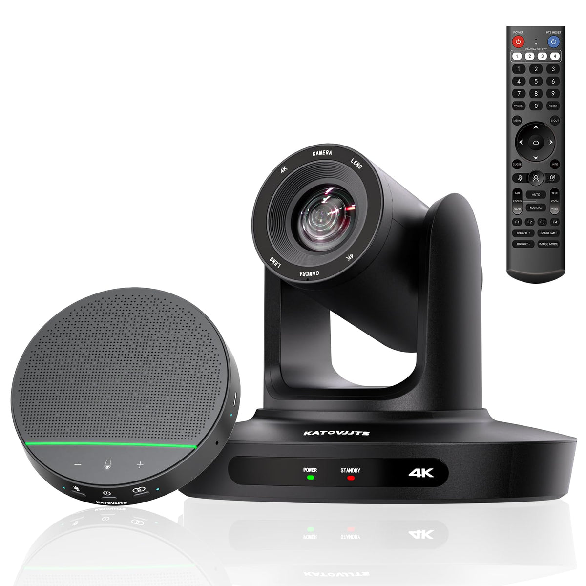 KATOVJJTS All-in-One Conference Room PTZ Camera 4K UHD System, Video Conference Camera with 10X Optical Zoom and Bluetooth Speakerphone&Microphones, Easy Setup for Church and Meeting