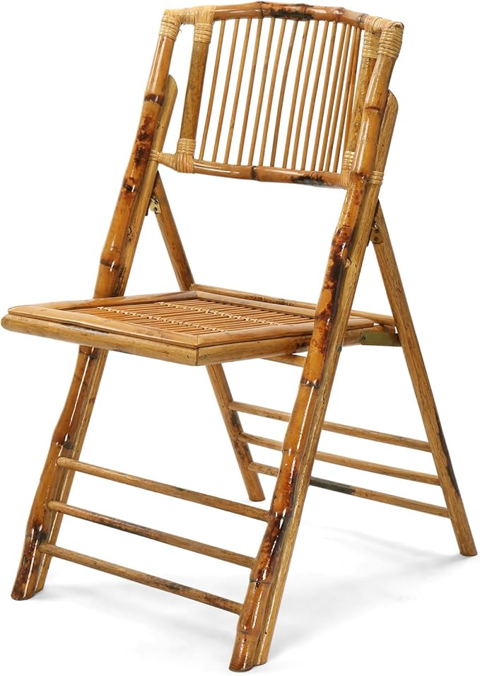 VINGLI Bamboo Folding Chair, Foldable Dining Wood Chairs Comfortable Seat