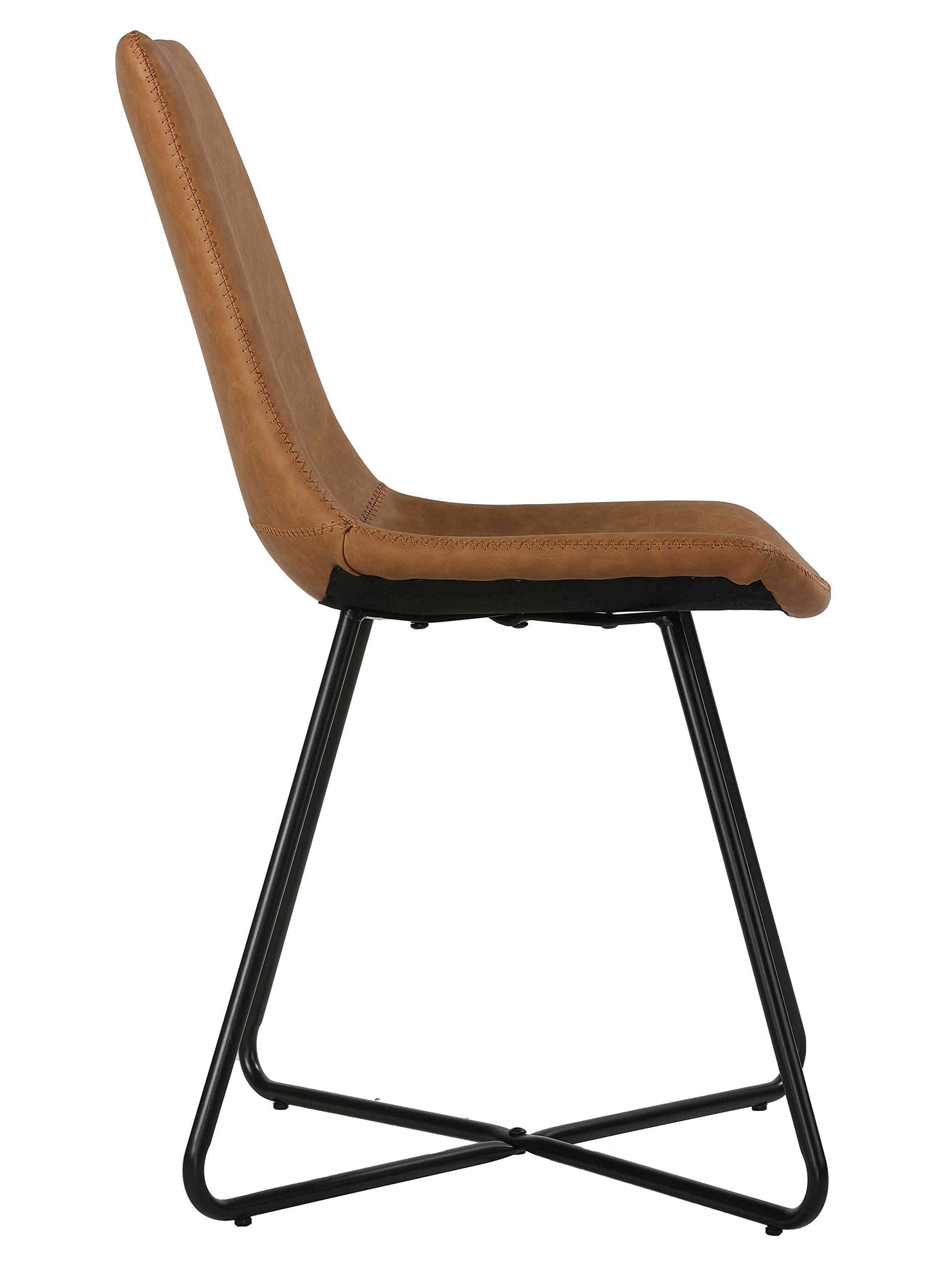 Cortesi Home Tangier Dining Chair in Saddle Brown Faux Leather (Set of 2)