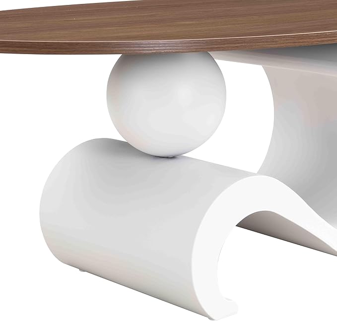 Modern Oval Coffee Table Set of 2, Wood Nesting Coffee Tables