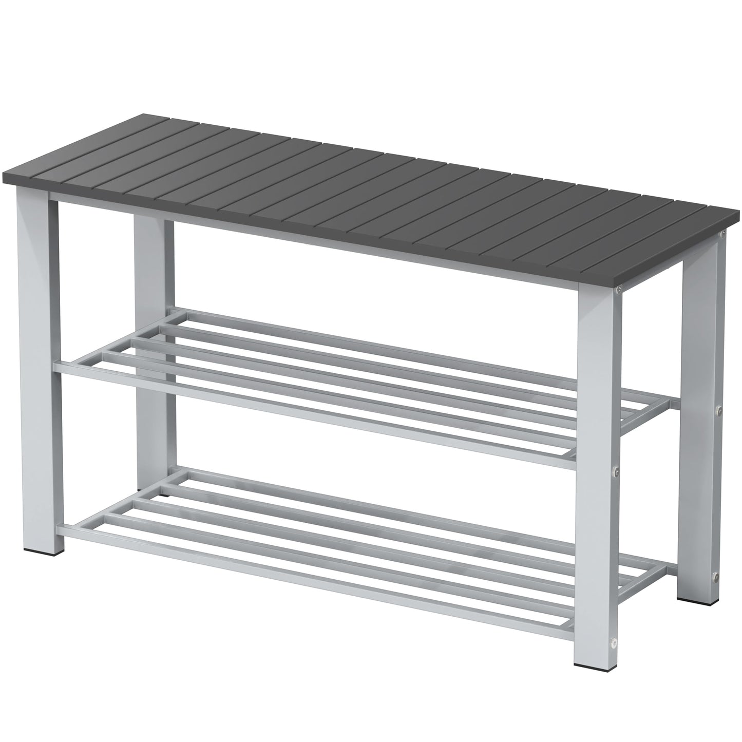 Simple Houseware Wood Top Shoe Storage Bench for Entryway, Grey