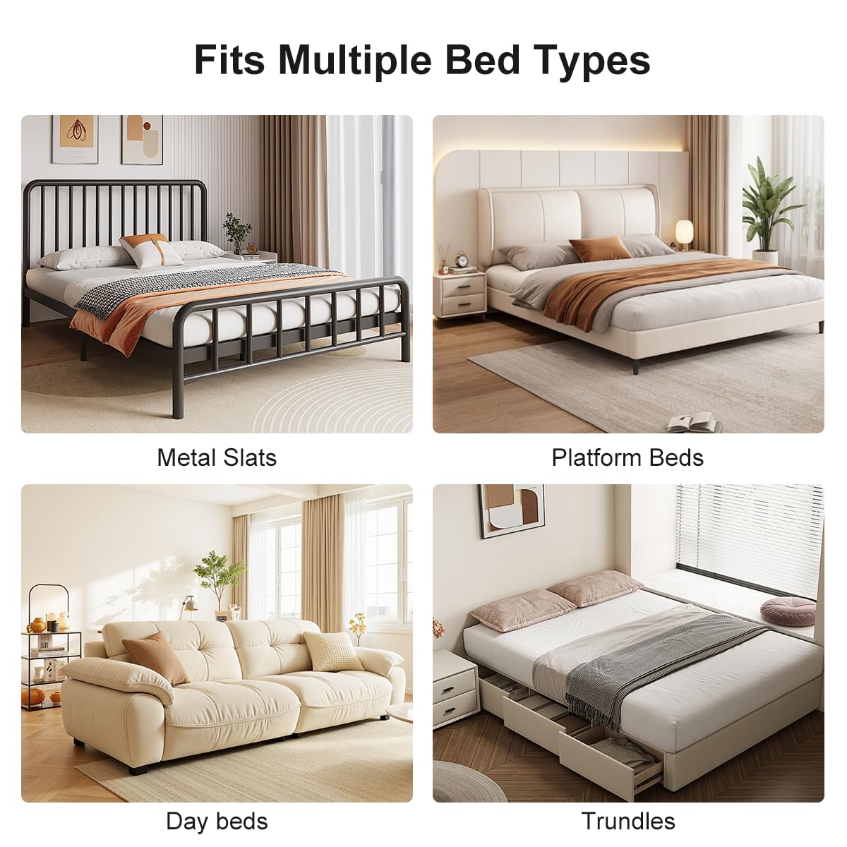 ROSBALY Queen Bunkie Board 60 x 80, 10mm Low Profile Bed Board with Full Anti-Slip Bottom, Under Mattress Support for Platform Beds, Metal Slats & Slatted Frames