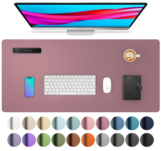 Aothia Leather Desk Pad Protector, Mouse Pad, Office Desk Mat,Non-Slip PU Leather Desk Blotter, Laptop Desk Pad, Waterproof Desk Writing Pad for Office and Home (Dark Pink, 23.6" x 13.7")