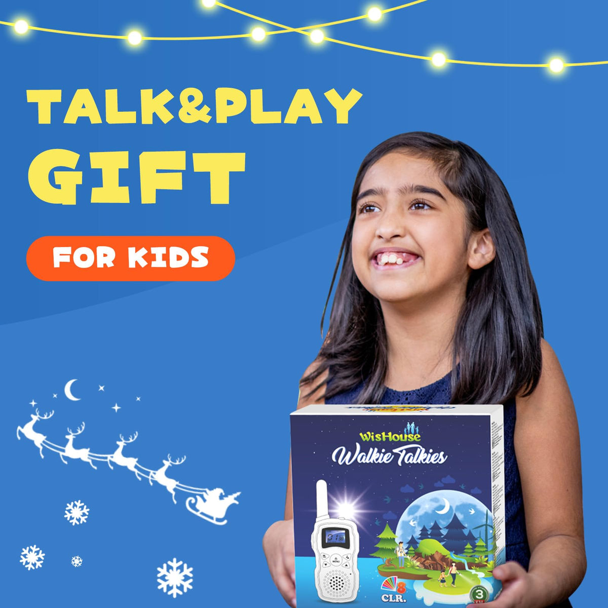 Wishouse Walkie Talkies for Kids Adults Rechargeable 4 Sets with 2 USB Chargers|4X3000mAh Batteries|Lanyards|Family Walky Talky Long Range for Hiking Camping|Xmas Birthday Gift|Boys Girls Present