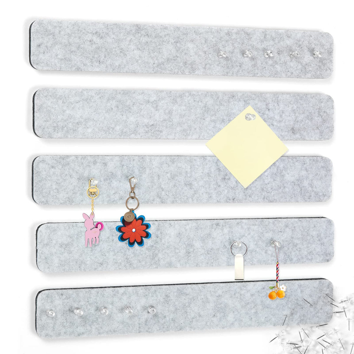 Arlasuo 5 Pack Grey Felt Pin Board Bar Strips Bulletin Board Bundle with 5 Pack White Felt Pin Board Bar Strips Bulletin Board