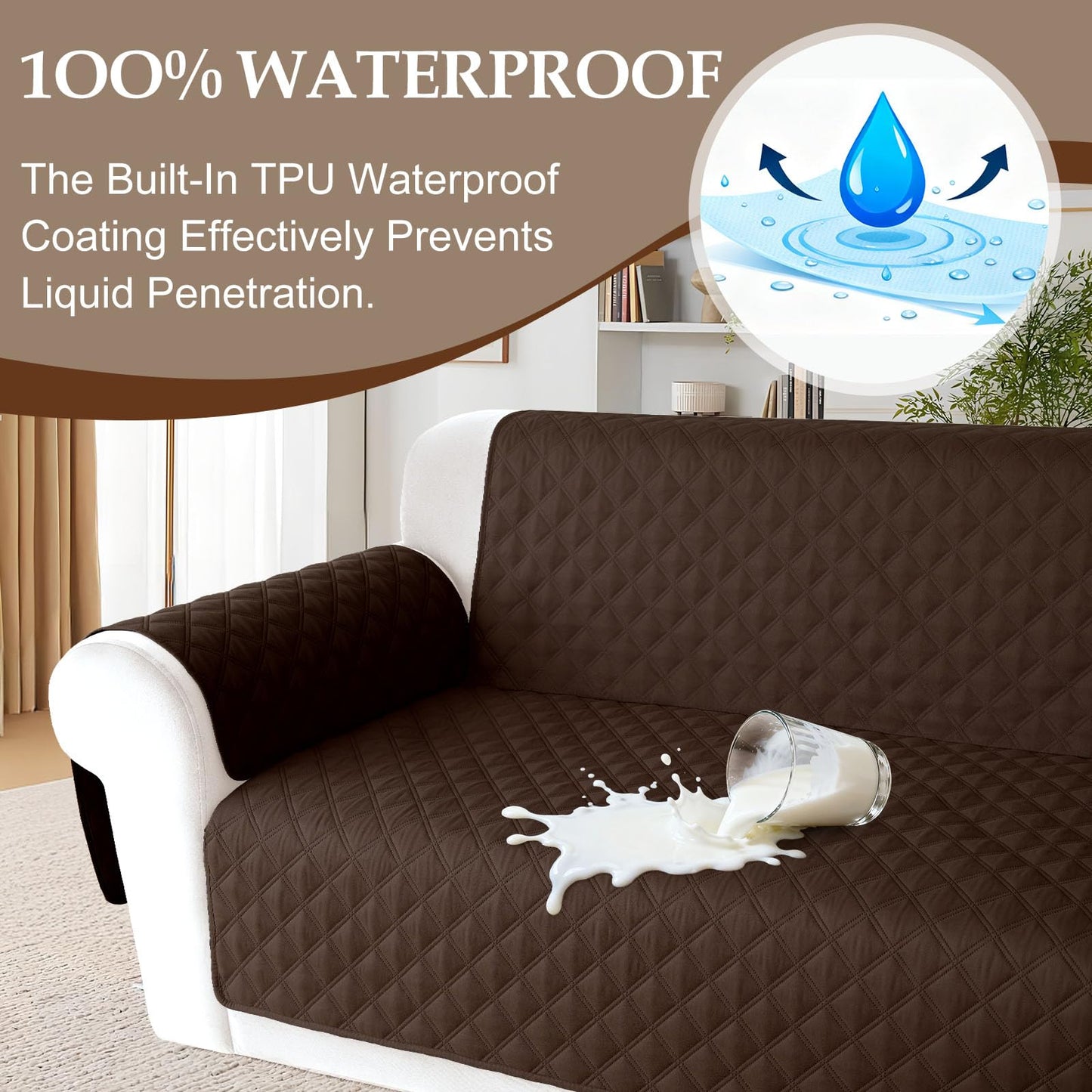 HDCAXKJ Waterproof Sectional Couch Cover L Shaped Sofa Covers Washable Corner Sectional Slipcovers Dog Pet Proof U Shape Furniture Protector with Upgraded Anti Slip Strips (X-Large, Chocolate)
