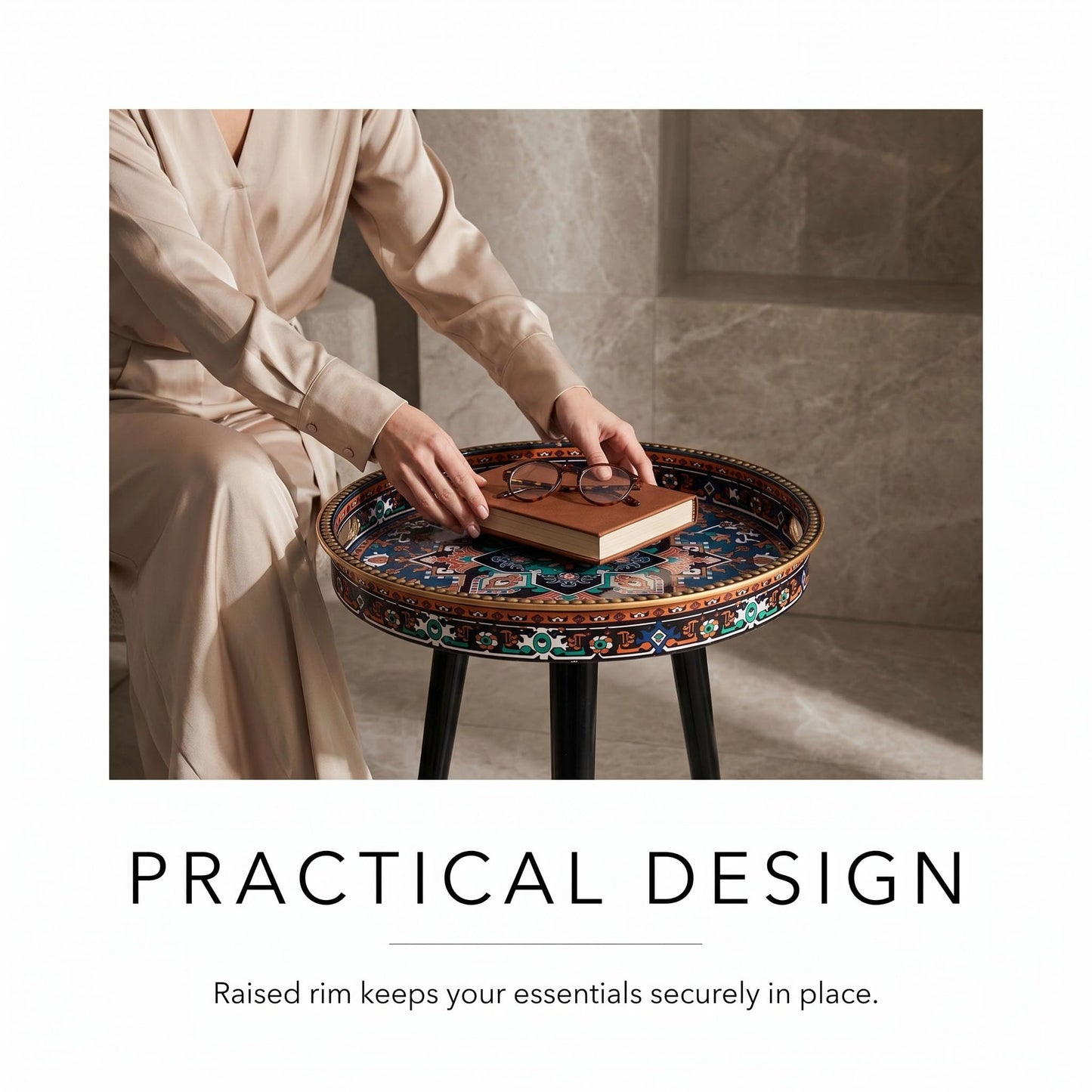 Zosenley Round Indoor Side Tables with Detachable Wooden 3 Legs, Versatile Tray Table, Perfect for Round Coffee Table Tea, and Relaxation Time 17.7 Inch (Ochre Color)