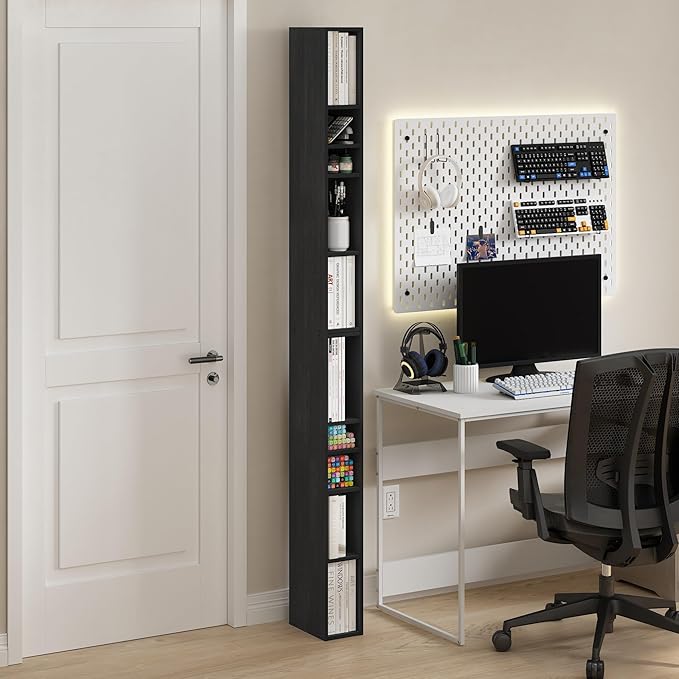 Furinno Fulda Book Shelf, 10-Tier Bookshelf, Space Saving Storage Shelf Bookcase